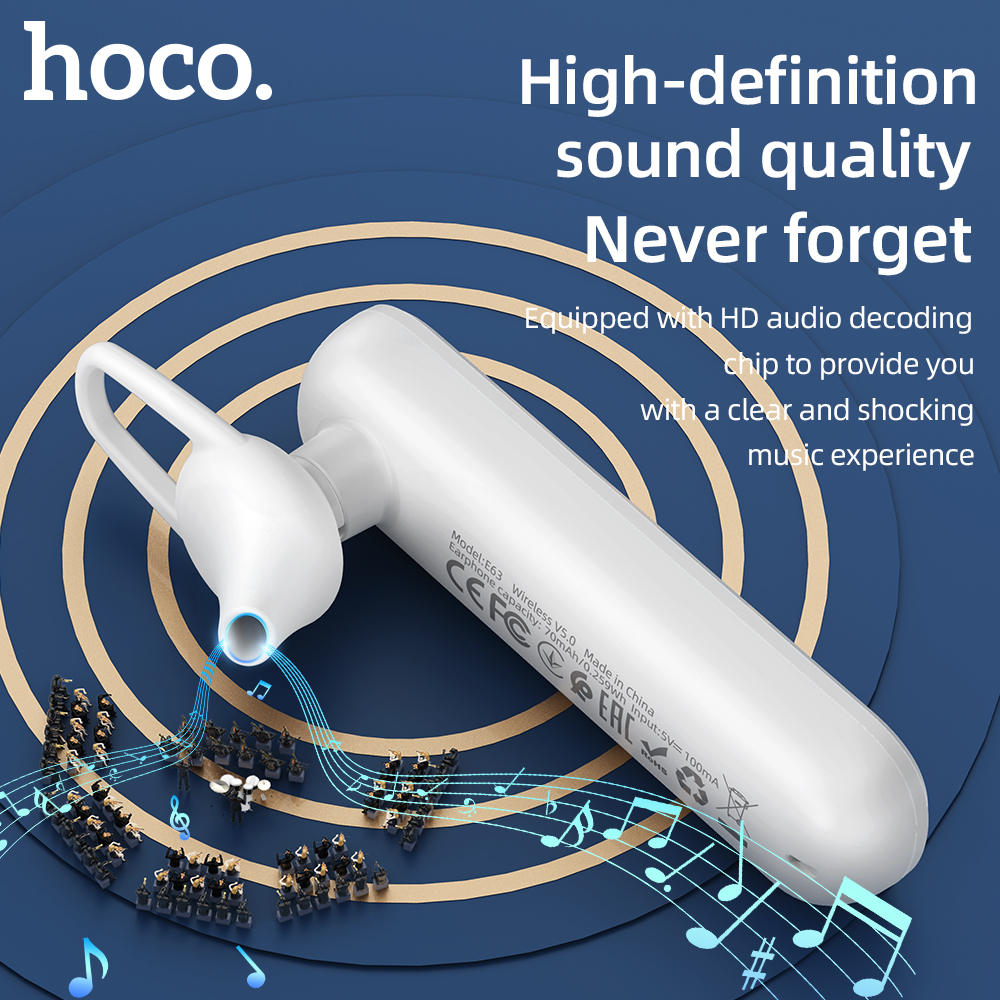 【Mới】hoco Tai Nghe Bluetooth Mini 5.0 E63 Thông Dụng Tiện Dụng Chính Hãng Tai Nghe Có Micrô