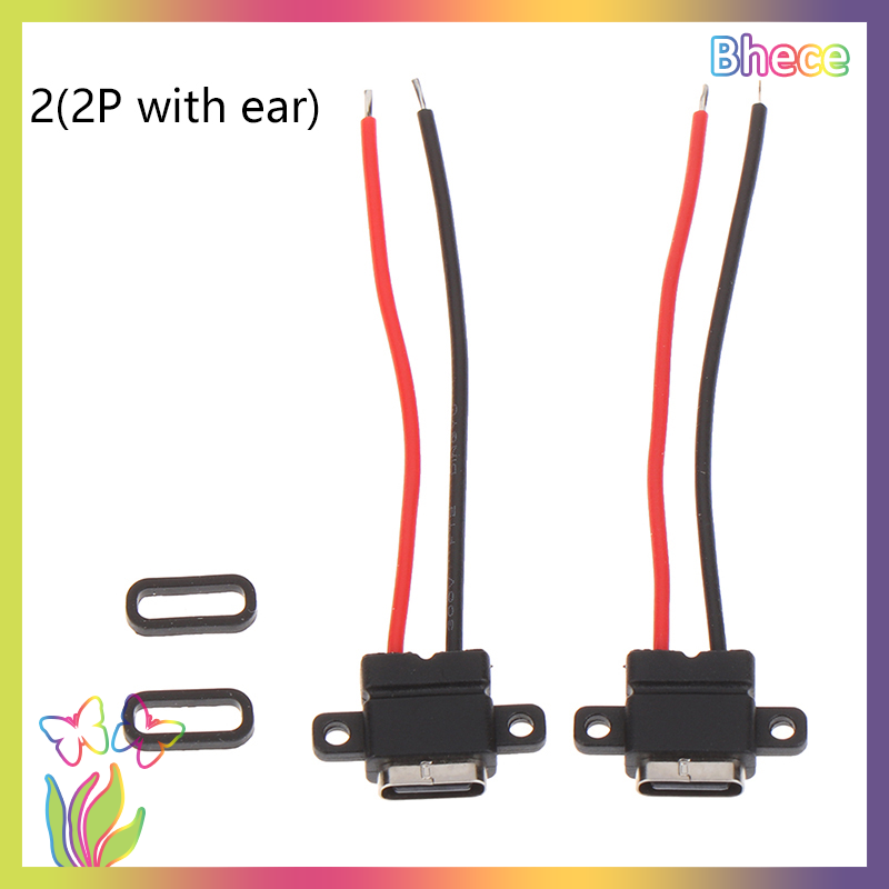 Bhece 1pcs USB Type C Waterproof Connector Welding Wire Female Socket Fast Charging Type-c Charging Interface Jack