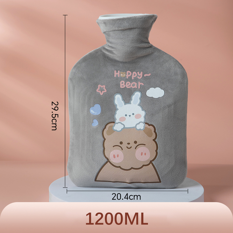 Homenhome Hand warmer hot water bottle, warm cartoon hot water bottle filled with water, soft and reusable