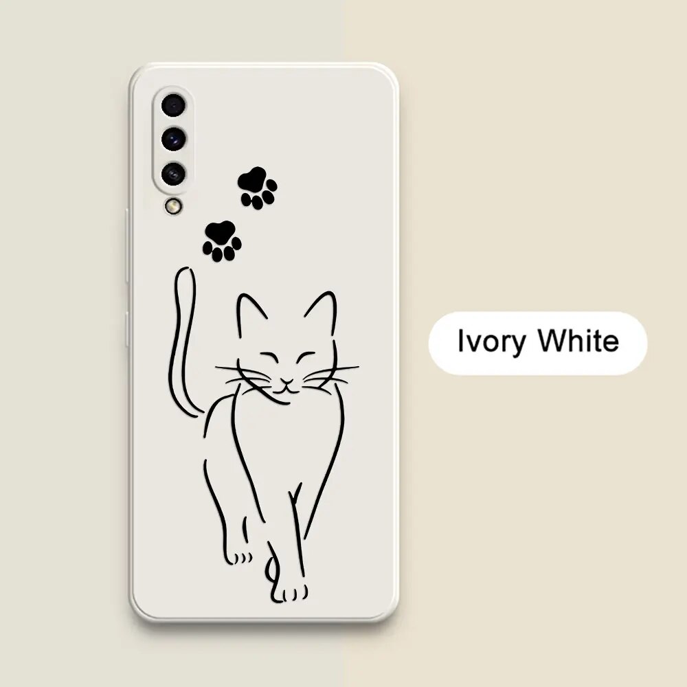Cute Cartoon Cat Animal A30S Case For Samsung Galaxy A50 A7 2018 A30 S A20 A70 M30S M14 M31 M32 M51 Liquid Silicone Phone Covers. 