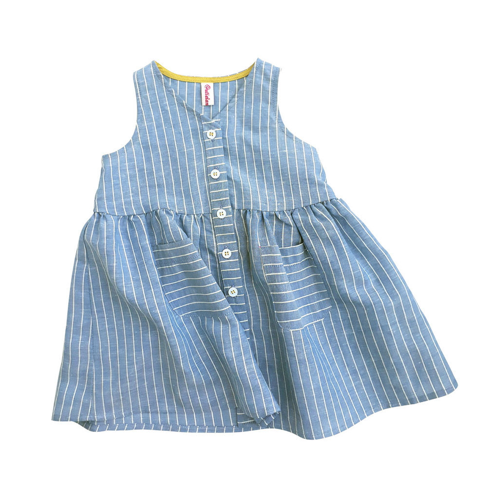 Cutieland - Đầm linen sọc 2 túi