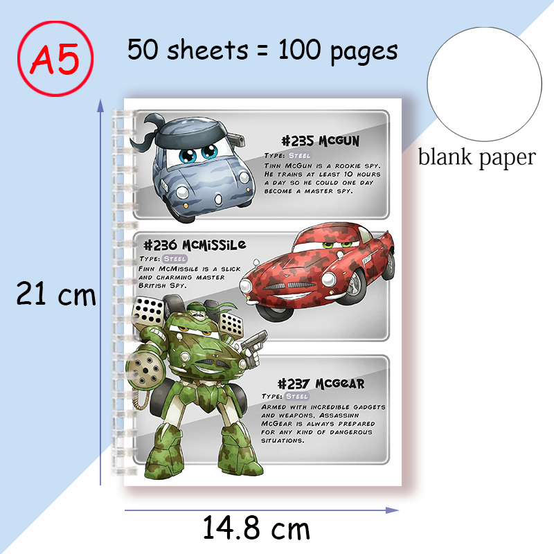 A5 Spiral Notebook Cars Disney Pixar Cars 2 3 Toy Characters Luigi ...
