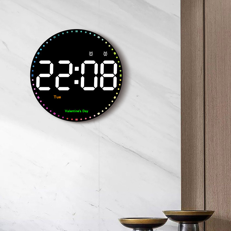 clock Digital electronic clock perpetual calendar wall clock living room simple decoration led clock colorful smart clock wall hanging