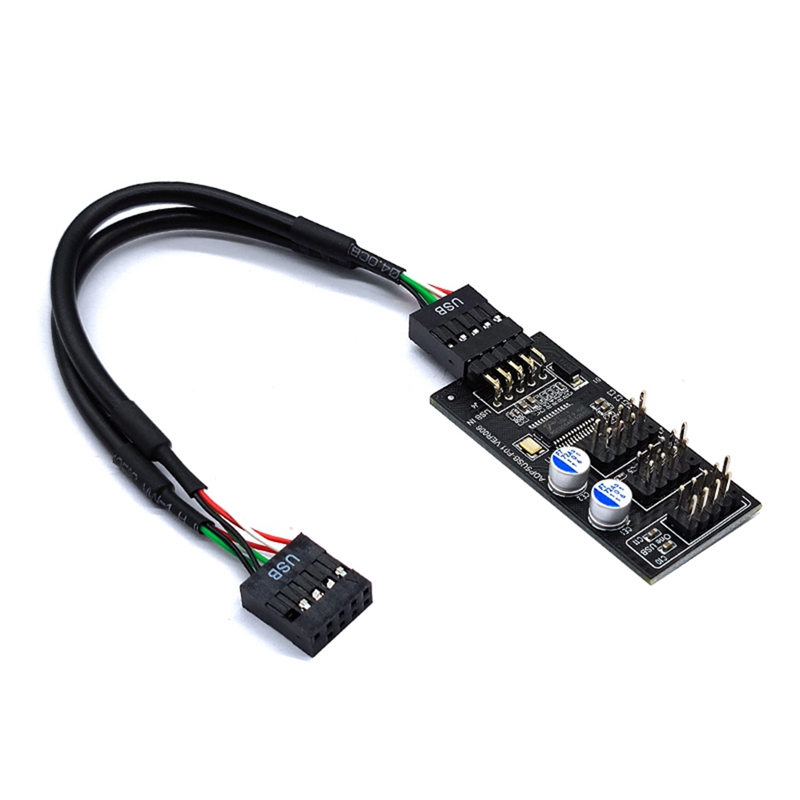 9pin usb hub connector usb splitter 1 to 3 usb2.0 9pin header board cable for water cooling for rgb led fan speed test black