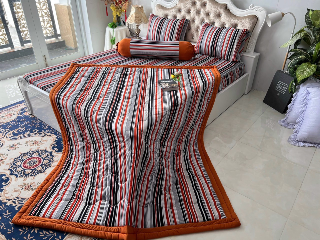 BỘ DRAP GA THUN HÀN QUỐC MẪU SỌC ĐẸP