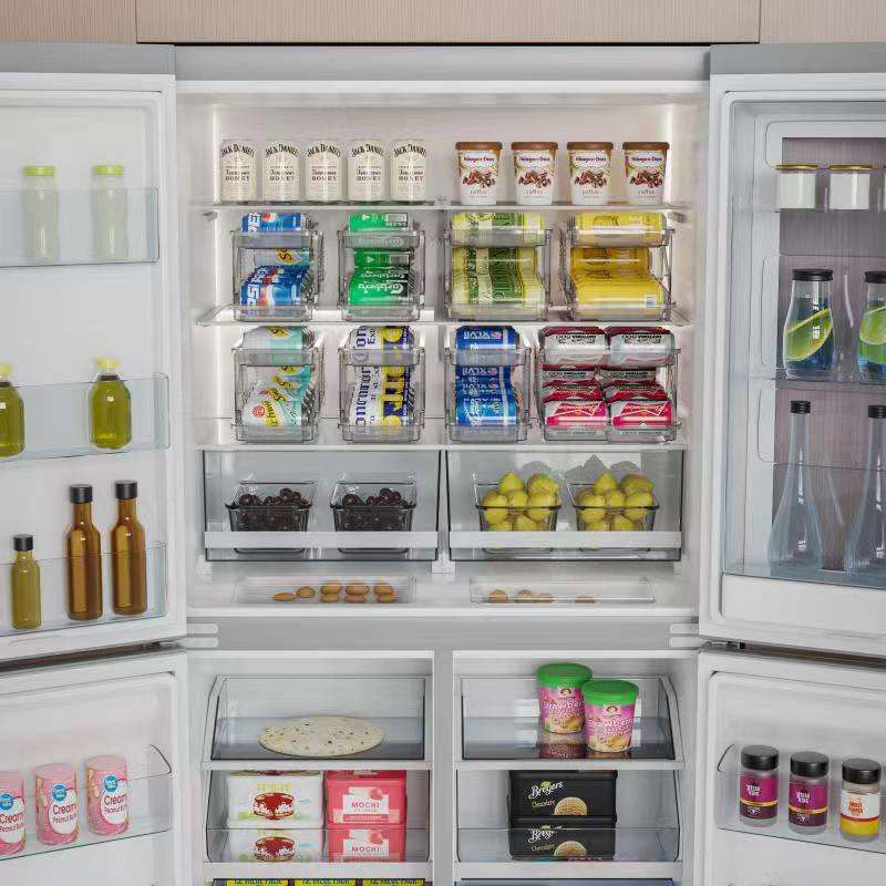 Retractable beverage storage box, automatic filling, transparent double-layer can storage rack, refrigerator Coke storage box