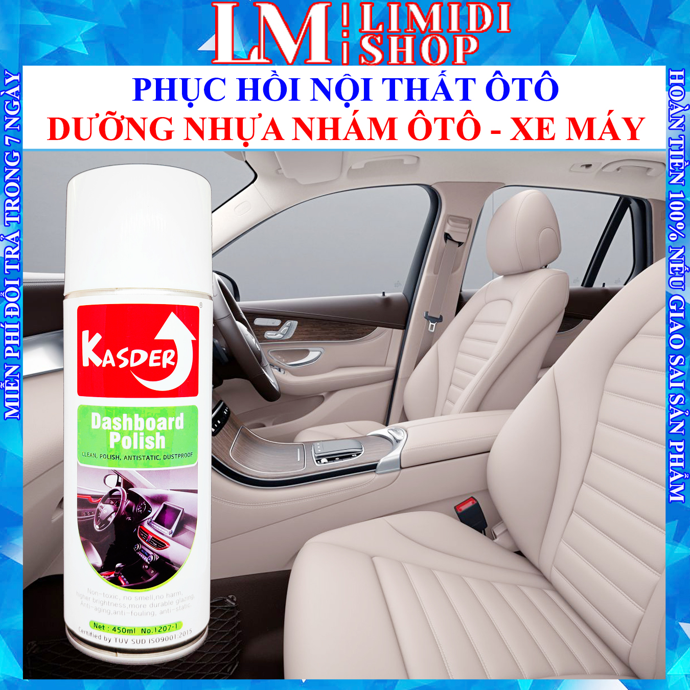[LIMIDI] Phục Hồi Nhựa Nhám - Nano Phục Hồi Nhựa Nhám - Dưỡng Nhựa Nhám - Chai Xịt Phục Hồi Nhựa Nhám - Chai Xịt Bóng Xe Máy, Ô tô - Phục Hồi Nhựa Đen - Restore Black - THIS DASHBOARD SPRAY 450ML - Công Nghệ ĐỨC - Tặng Kèm Mút Xốp