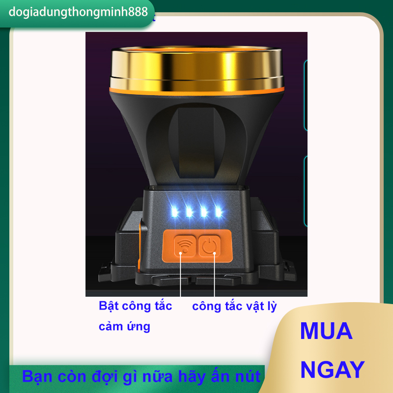 Đèn pin siêu sáng đội đầu chống nước pin 4400ma