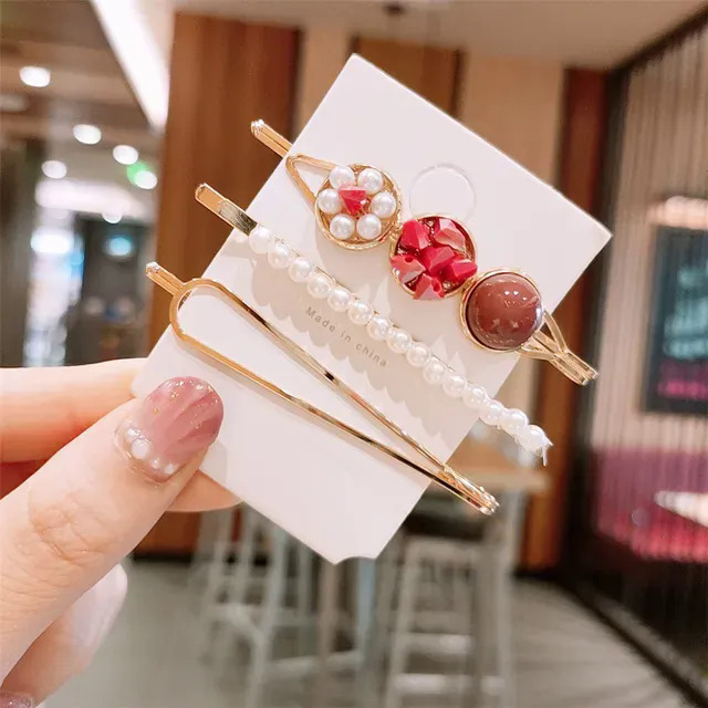 Hàn Quốc ngọt ngào sinh viên hợp kim tóc clip cho phụ nữ tinh tế Ngọc Trai Kim Cương tóc Clip tóc Grips tóc phụ kiện mũ nón