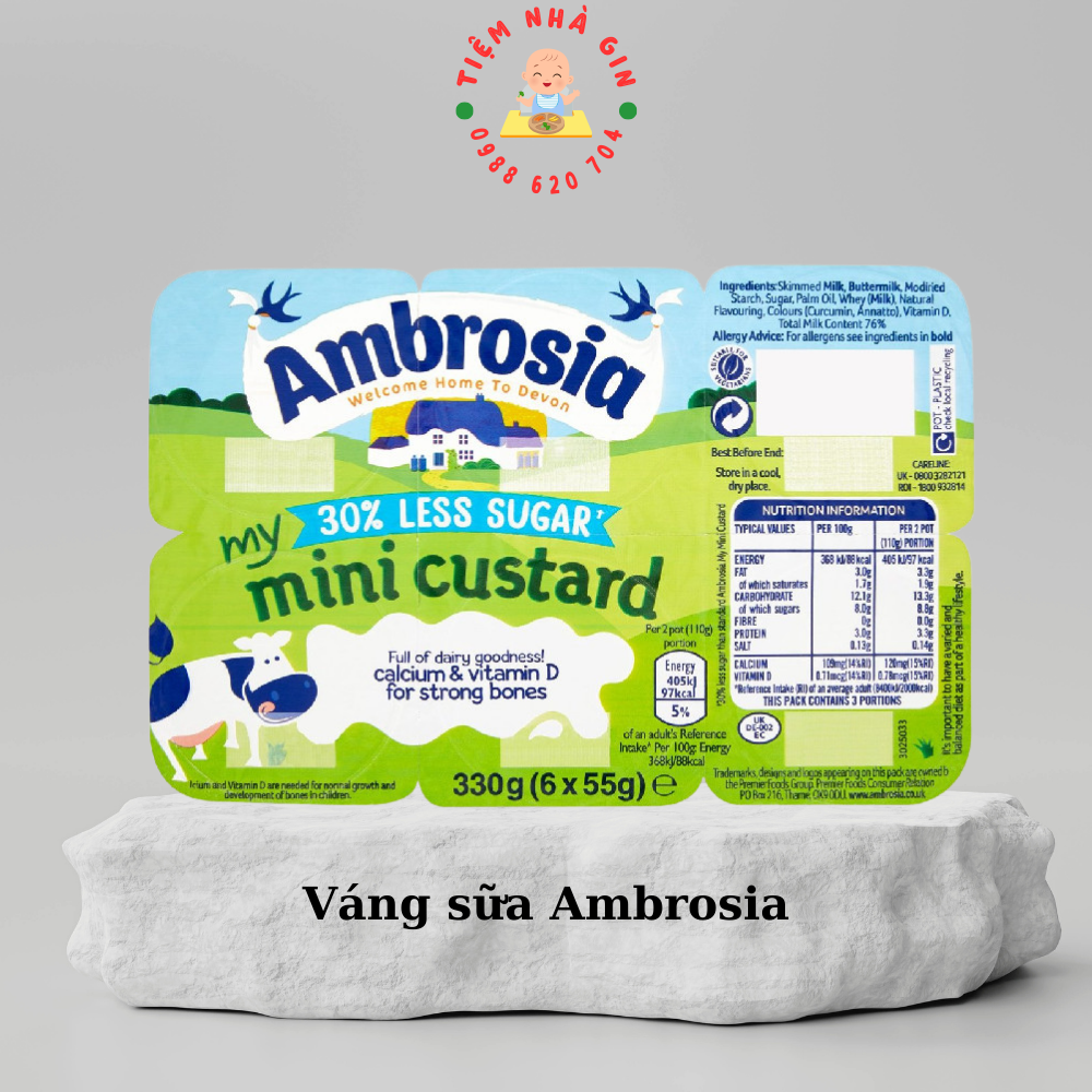 Váng sữa Ambrosia truyền thống ít đường 55g x 6 hộp cho bé từ 6 tháng +