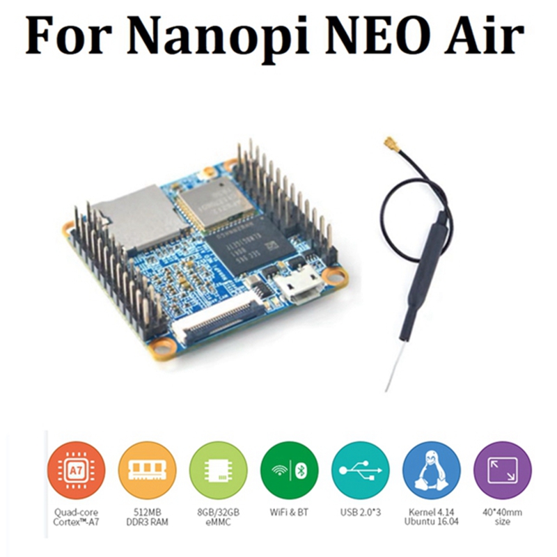 1 Set Development Board for Nanopi NEOAir Development Board IoT Development Board 512Mb RAM Wifi & Bluetooth 8Gb Emmc Allwinner H3 -Core -A7 Ubuntucore