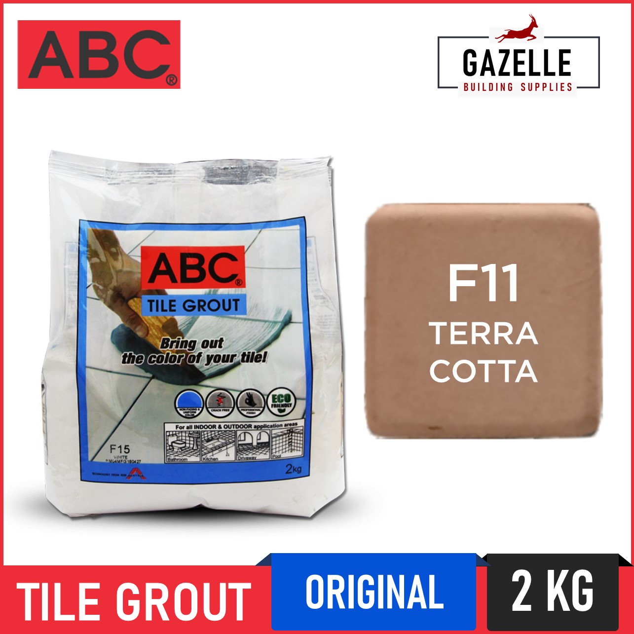 ABC Tile Grout Original Bonding Solution 2kg Terra Cotta F11 Lazada PH