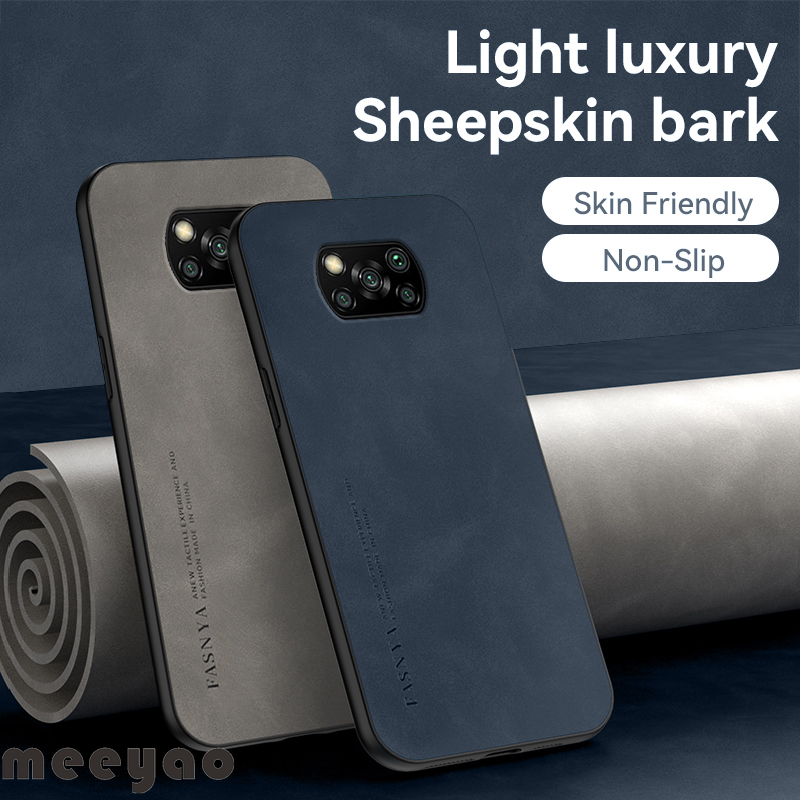 Case Xiaomi POCO X3NFC X3Pro Soft Leather Phone Case Authentic Camera Protection Luxury Sheep Bark Cover For M2007J20CG M2007J20CT M2102J20SG M2102J20SI Xiomi POCO X3 NFC X3 Pro