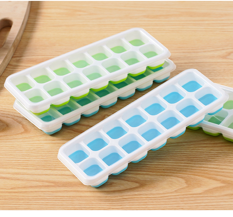 KHAY ĐÁ SILICON 14 Ô CÓ NẮP ĐẬY