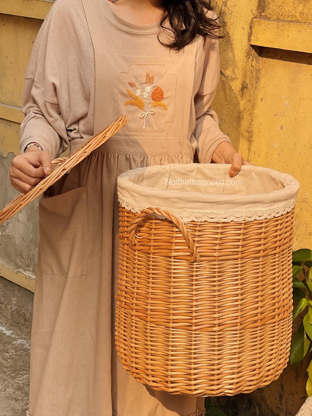 Giỏ mây tròn có nắp