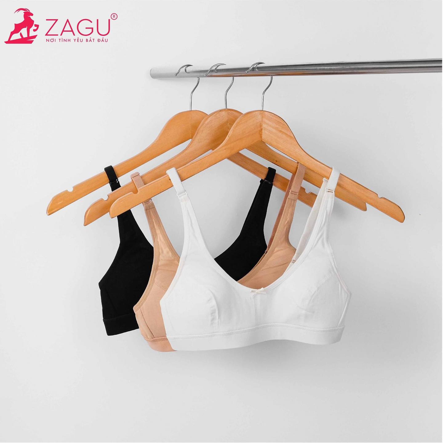 Áo lá học sinh - áo lá form ngắn, mút mỏng, cài sau 2 móc zg-1806