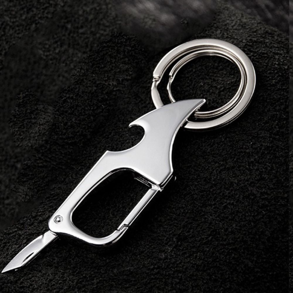 NIIJR Mini Móc khóa mini có thể gập lại Kim loại Có thể gập lại Dụng cụ mở chai có móc khóa Dụng cụ mở nhanh Cổ điển Móc khóa nam