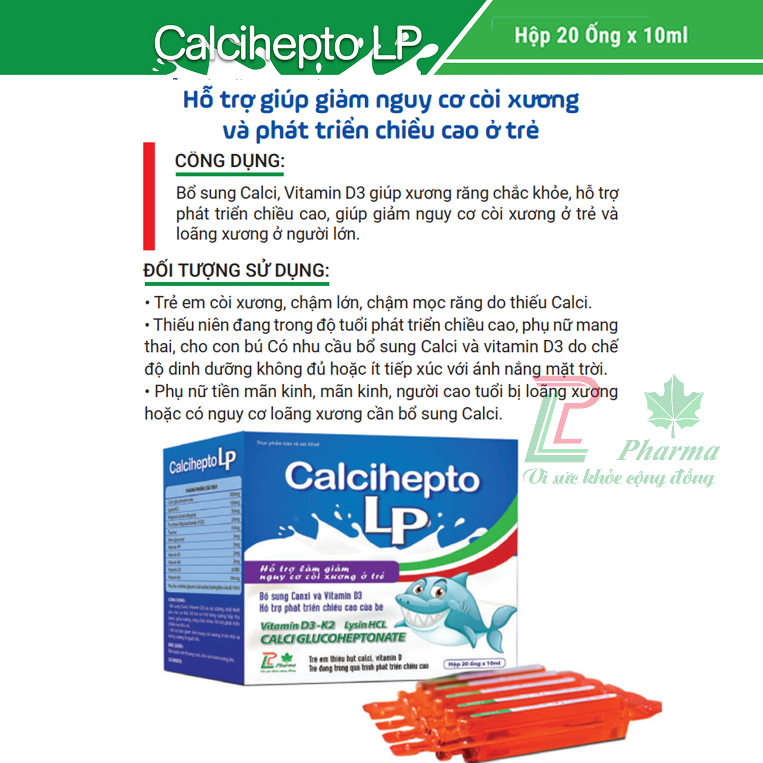Combo 3 hộp canxi calcihepto lp - hộp 125ml - bổ sung canxi hữu cơ - ảnh sản phẩm 2