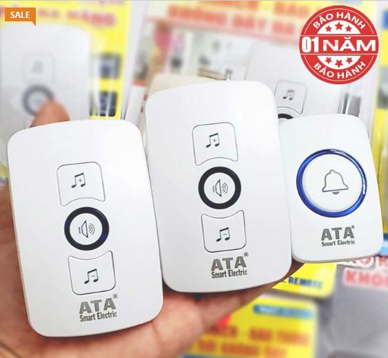 Chuông cửa đôi không dây cao cấp ATA AT- 916A (Bộ gồm 1 nút bấm + 2 chuông)