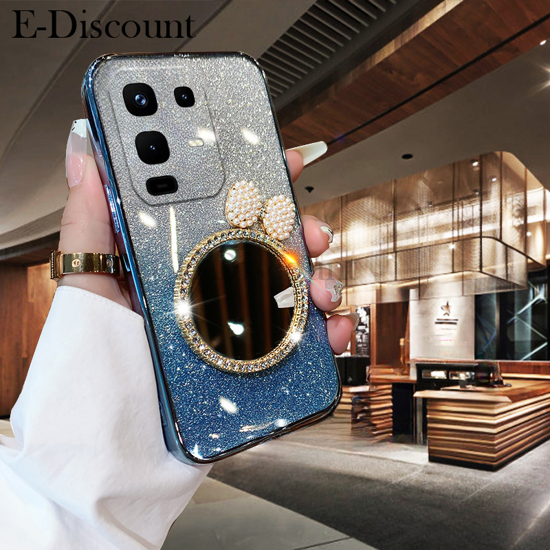 New Phone case infinix Note50 Pro Back cover with Bow Makeup Mirror Luxury Shiny Gradient Clear Plating Glitter Girls Slim For infinix Note 50 Pro + case
