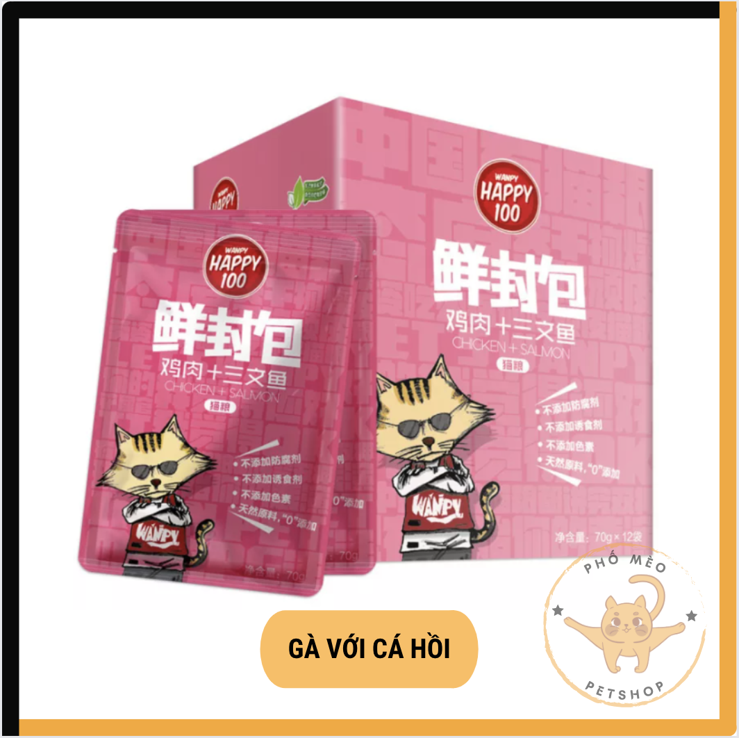 🐱[Ngon bổ rẻ]🐱 Pate Wanpy Happy 100 cho mèo gói 70g ⭐
