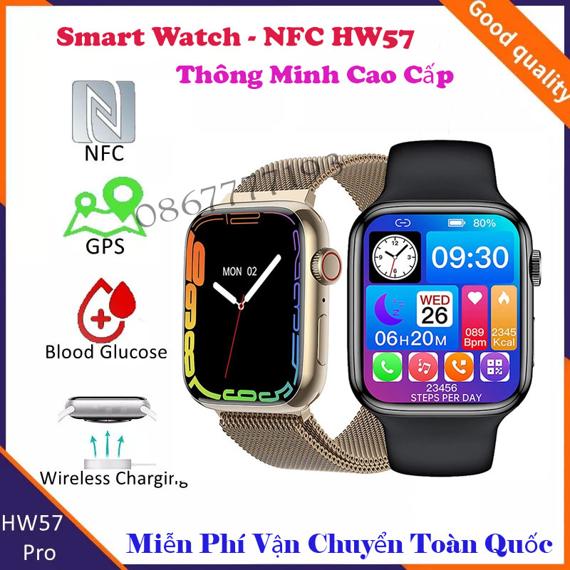 Đồng hồ thông minh HW57 Pro - Bản nâng cấp NFC hiện đại, Nghe gọi 2 chiều