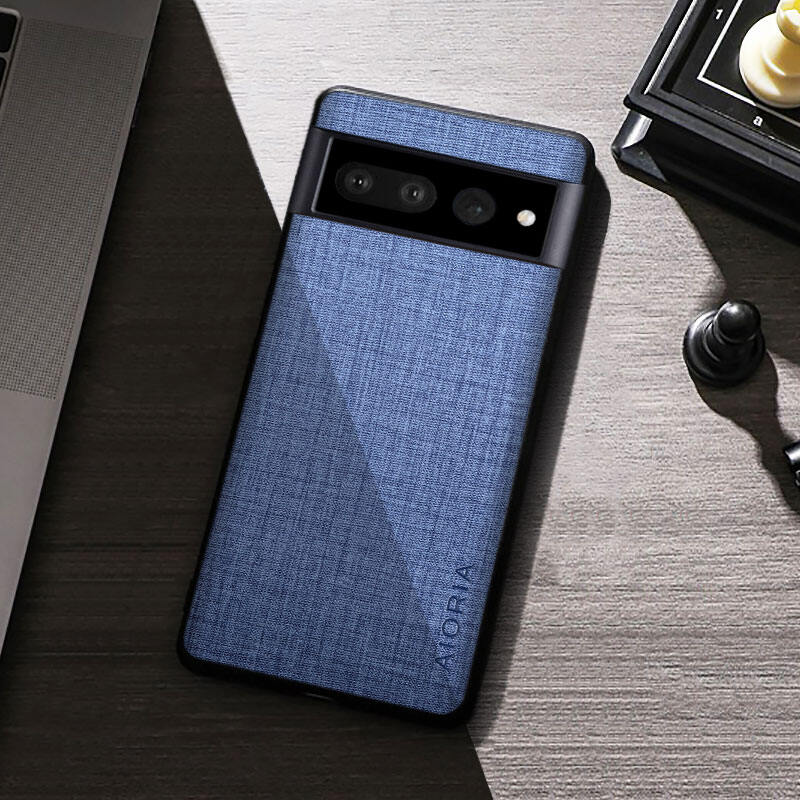 lthmy for Google Pixel 6A Case Textile Texture Leather Skin Phone Cases Soft TPU Hard PC Cover Casing.
