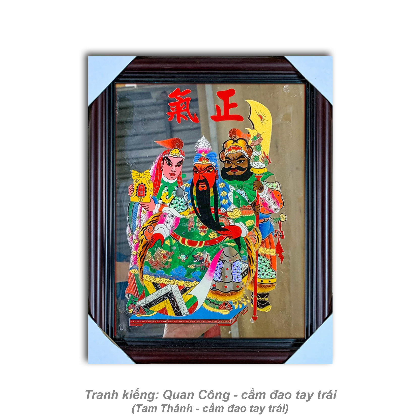 Tranh Kiếng Quan Công (Tam Thánh Đế Quân Tranh) - Độ mệnh - Khung gỗ