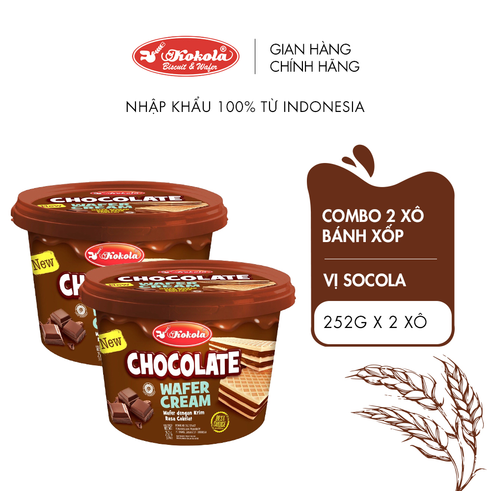 Combo 2 Bánh Xốp xô vị Socola KOKOLA 252g