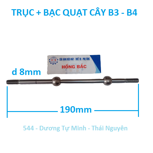 10 bộ trục và bạc quạt cây B3 -B4  dài 19cm