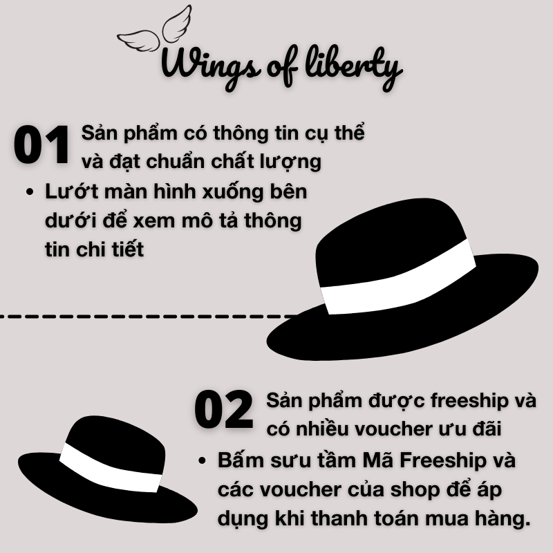 Mũ Cói Mềm Vành Tròn Có Gắn Nơ Wings07