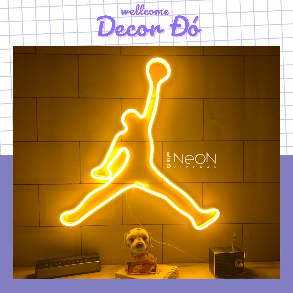 Đèn Neon , Jordan , Size 35x33cm , tặng Miếng Dán , tặng ADAPTER , tặng 1,5m Dây Điện Tàng Hình