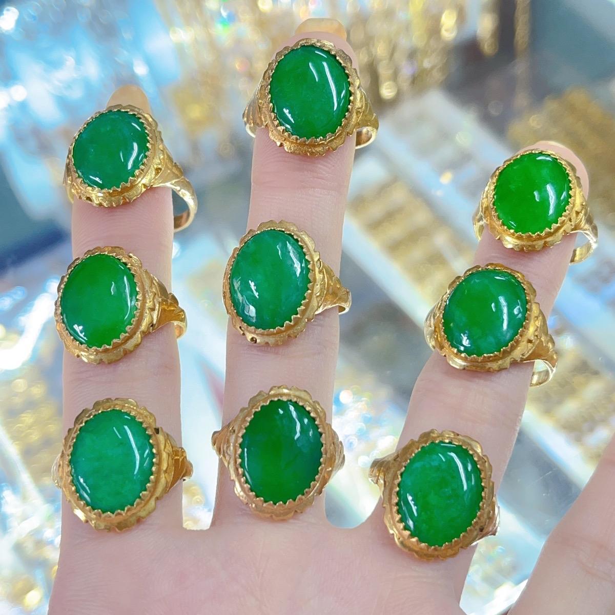 Nhẫn cẩm thạch đồng (đá thật) 2 kiểu tròn và ngang