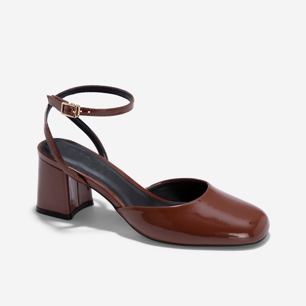 Vascara Giày Bít Mũi Tròn Block Heel Phối Ankle Strap - BMN 0657