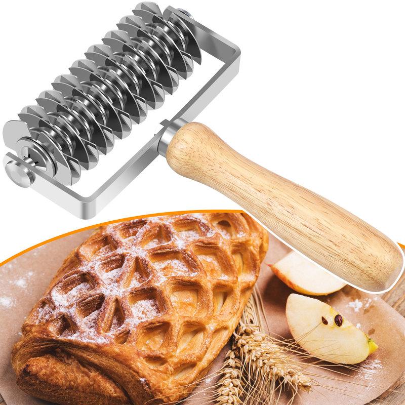 EVNSIX Lattice Cutter, Stainless Steel Professional Dough Cookie Pie Pizza Bread Pastry Lattice Top Roller Crust Cutter