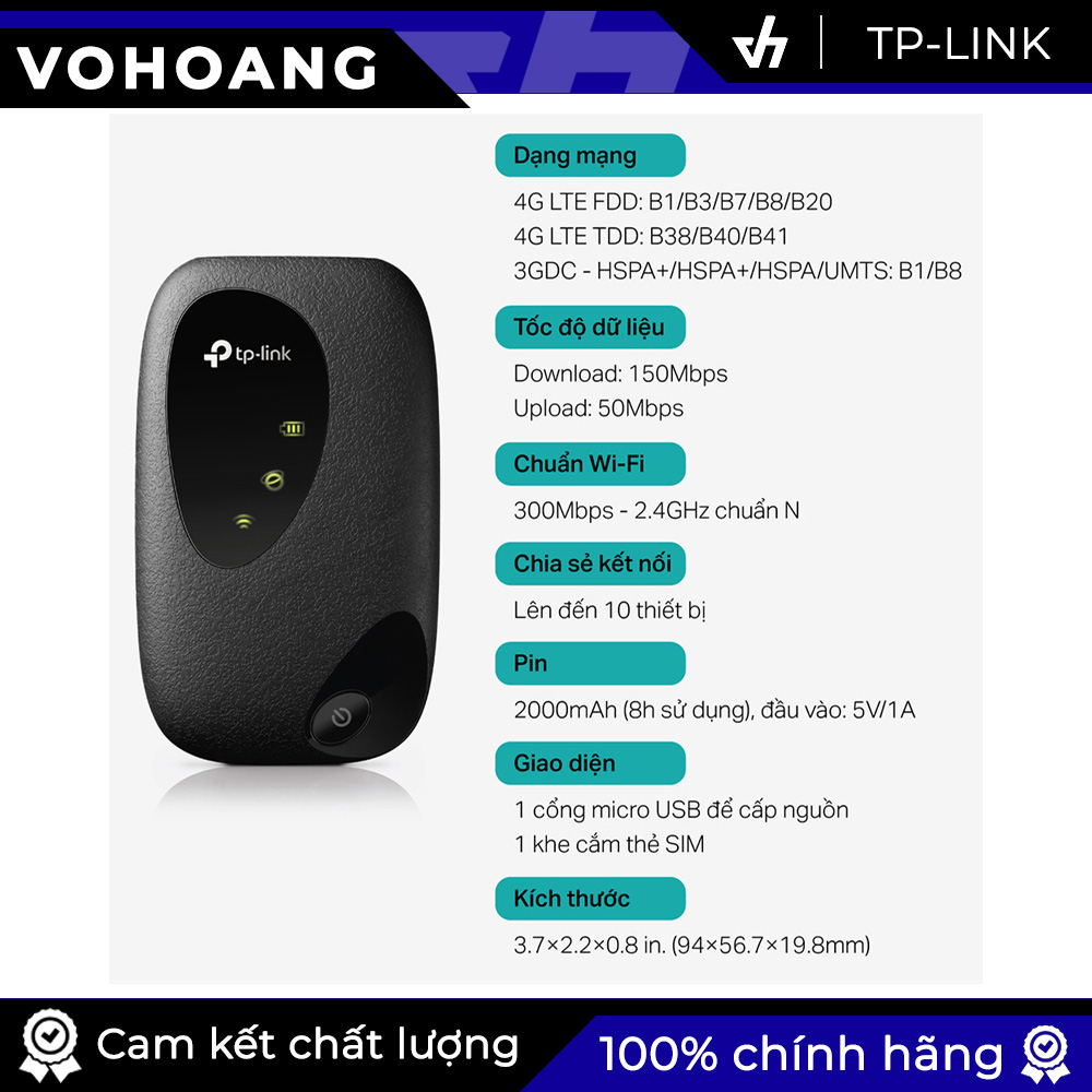 Bộ phát Wi-Fi Di động 4G LTE TP-Link M7200