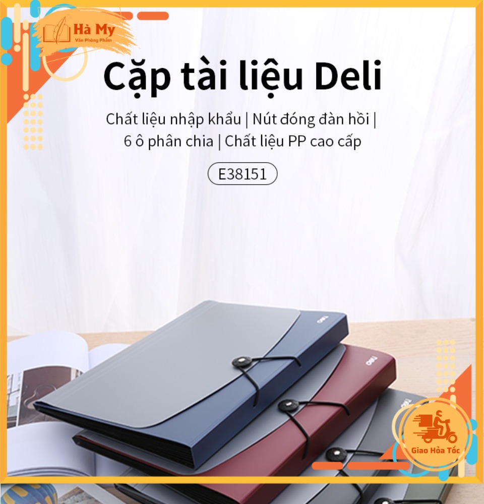 (1 Cái) Cặp đựng tài liệu A4 7 ngăn DELI E38151