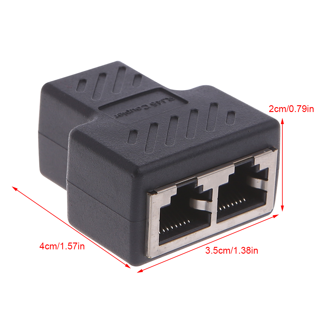 RJ45 ổ cắm Coupler Splitter Bộ chuyển đổi Ethernet 1 đến 2 cách dây kéo dài đầu cái
