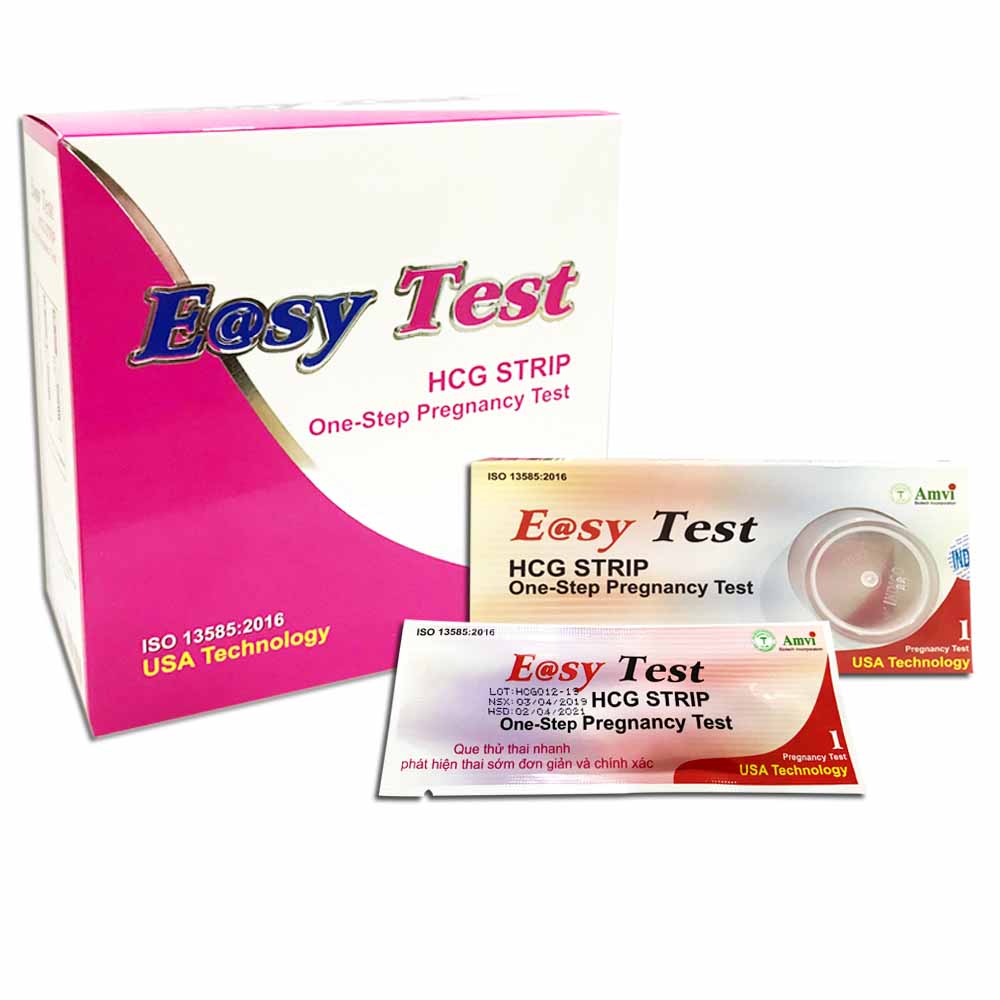 [CHÍNH HÃNG] Que thử thai nhanh Easy HCG Strip One Step Pregnancy Test dụng cụ phát hiện thai sớm, chính xác [HỎA TỐC]