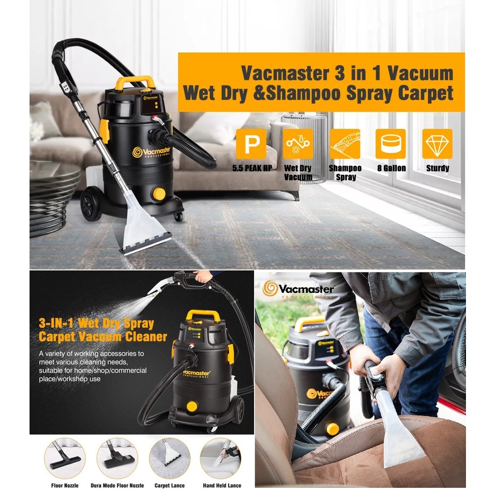 VACMASTER 3in1 Industrial Carpet Cleaner 30L VK1330PWDR Low Noise