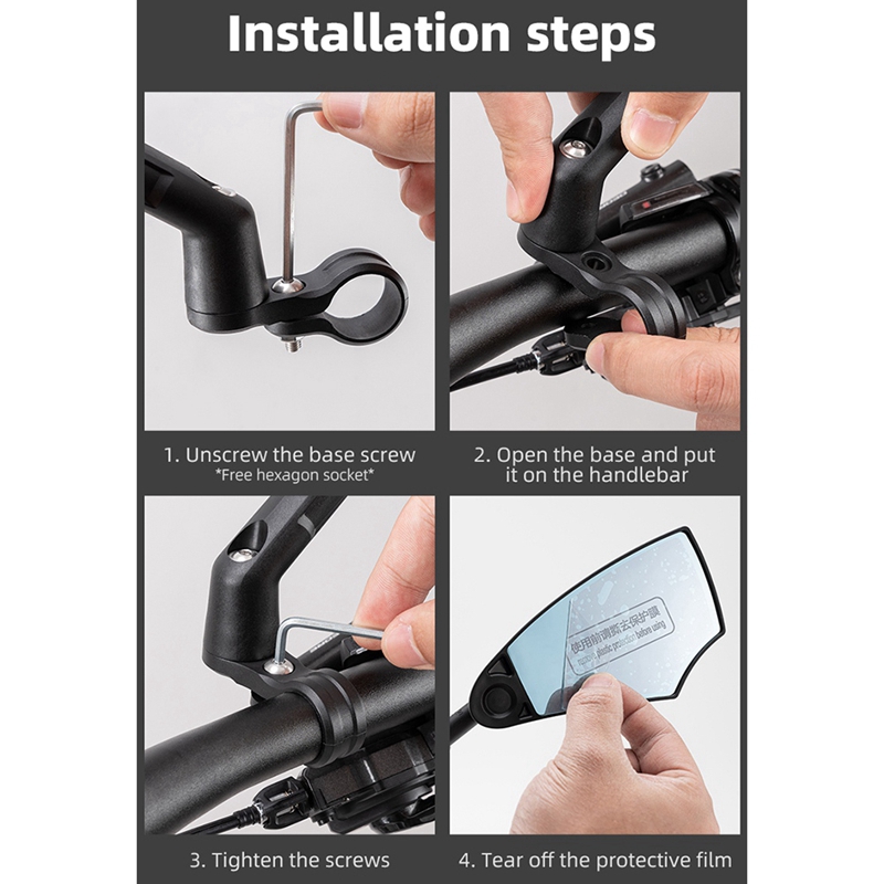 ROCKBROS Bicycle Rearview Mirror Universal Wide-Range 360° Adjustable Mirror Accessory for Mountain Road Bike Scooter Safety