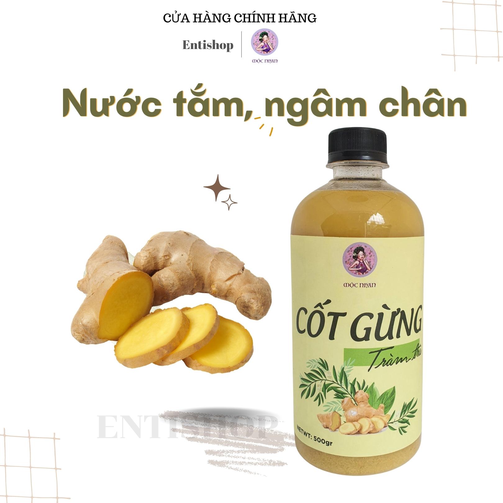 Cốt gừng tràm trà, Nước tắm và ngâm chân giữ ấm cơ thể, phòng hô hấp MỘC NHAN 500ml