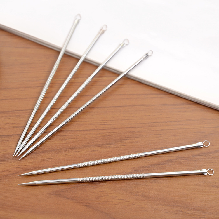 COmbo Cây nặn mụn, kim lấy mụn 12cm 2 đầu và cây lấy ráy tai