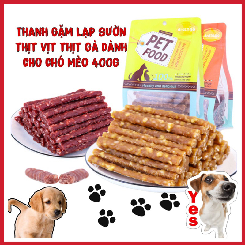Thanh gặm lạp sườn mix thịt vịt thịt gà dành cho chó 400g