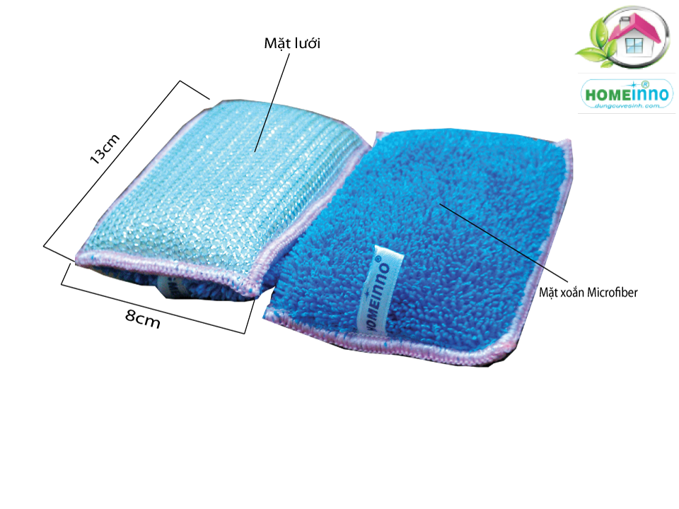 Combo 2 Miếng Rửa Chén Cao Cấp Homeinno Vải Microfiber Cao Cấp Siêu Bền