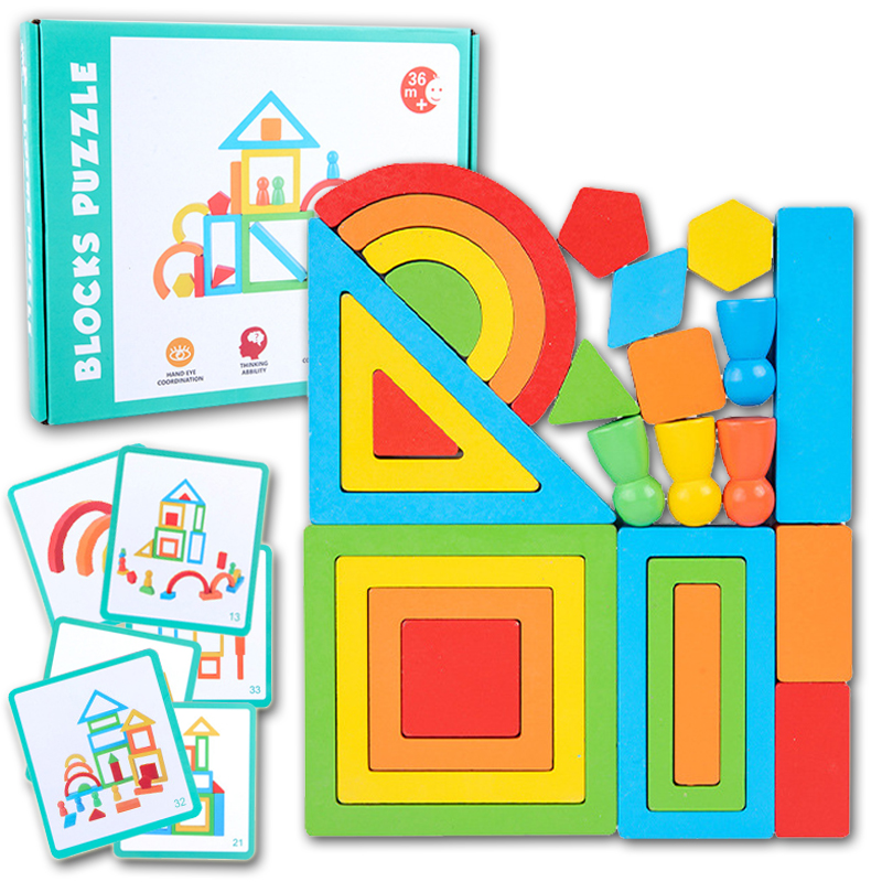 【Special offer】 Children Montessori Wooden Toys Rainbow Building Blocks ...
