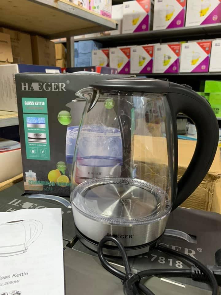 ẤM ĐIỆN SIÊU TỐC THUỶ TINH HAEGER HG-7818  2 Lít