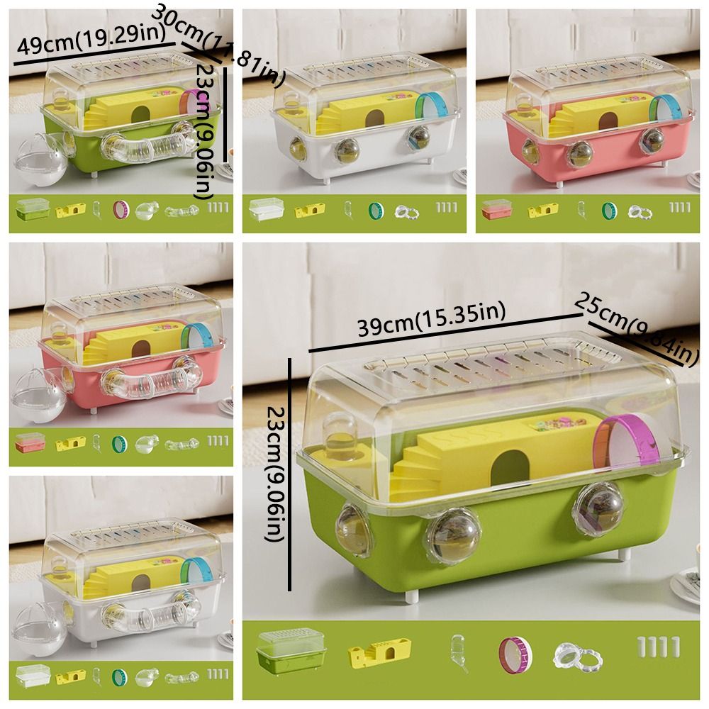 Oversized Panoramic View Hamster Cage Double Clear Running Wheel Animal ...