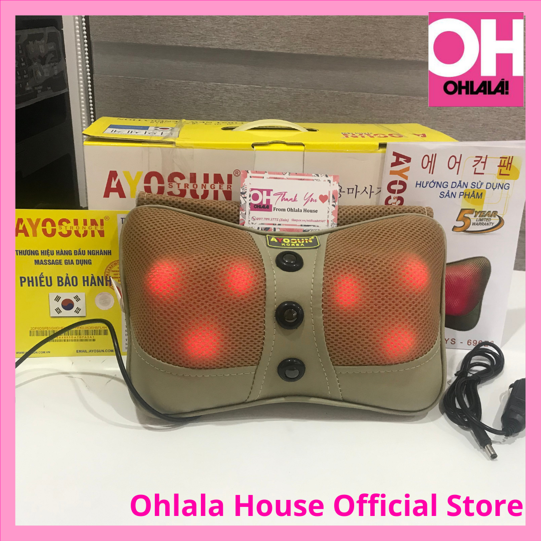 [CHÍNH HÃNG-BH 5 NĂM] Gối massage 6 bi chính hãng Ayosun Hàn Quốc - Ohlala House đại lý phân phối