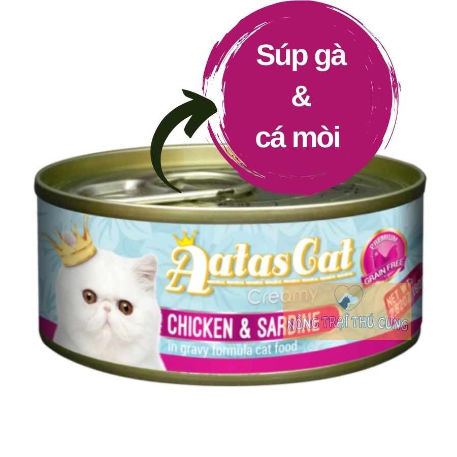 Pate aatas cho mèo mọi lứa tuổi creamy chicken - lon 80g -